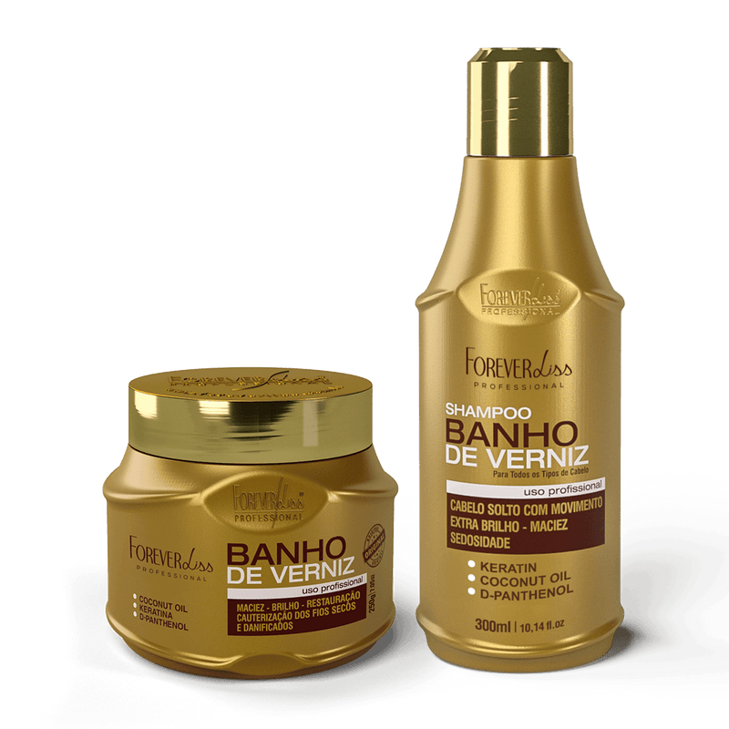 Kit Especial Banho de Verniz Forever Liss com Shampoo 300ml Máscara 250g