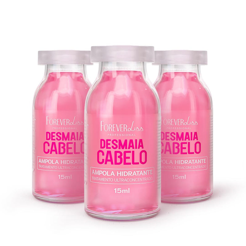 Combo com 3 Ampolas Desmaia Cabelo 2.0 Forever Liss Nova Fórmula Mais Potente