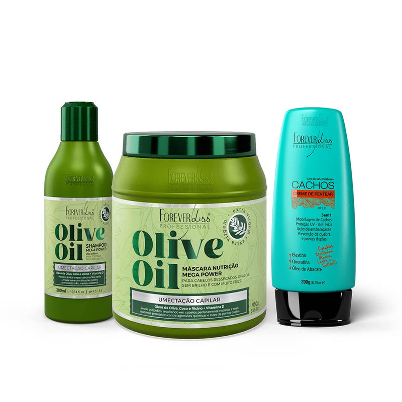 Kit Umectação Capilar Olive Oil Shampoo 300ml e Máscara 950g Forever Liss