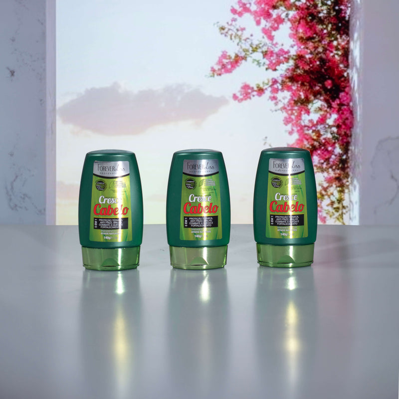 Kit Cresce Cabelo com Shampoo, Máscara 250g e Leave-in Forever Liss